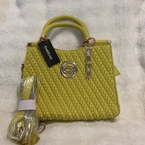 Bebe Mustard Quilted Satchel